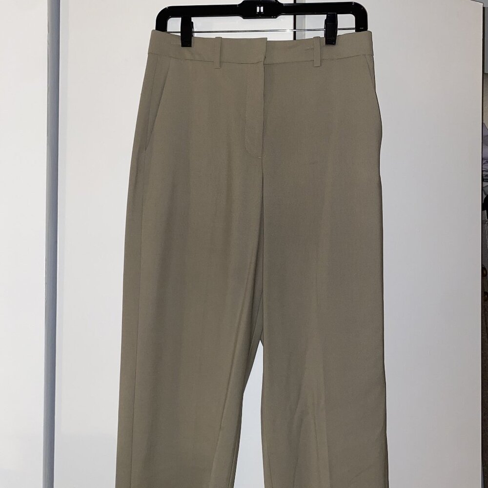 Theory straight-leg sage green pants